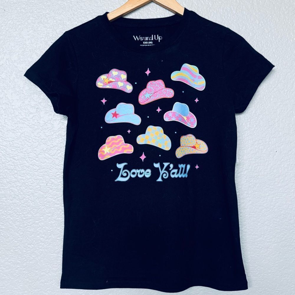 Love Y’all Western Cowboy Hat Wound Up Graphic T-Shirt Top XXS